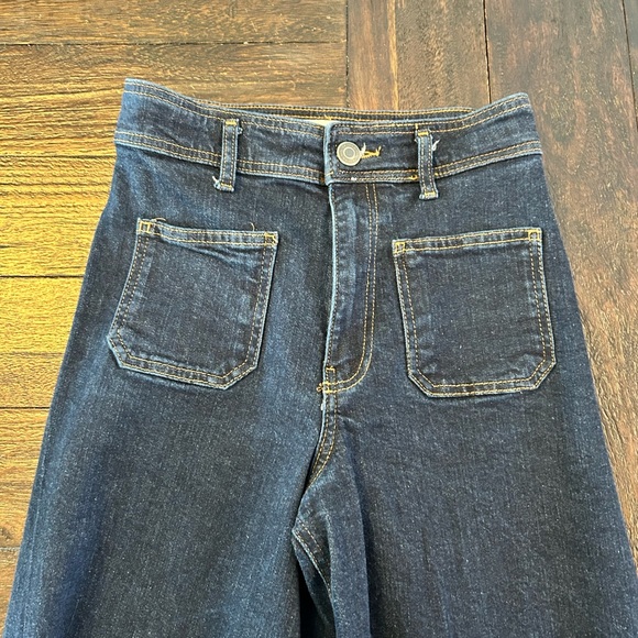 Zara Dark Blue Wide Leg Jeans - Picture 3 of 9